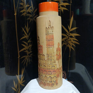 MCM Aldo Londi Bitossi Campus Table Lamp 1964 Italy Orange Embossed Cylinder